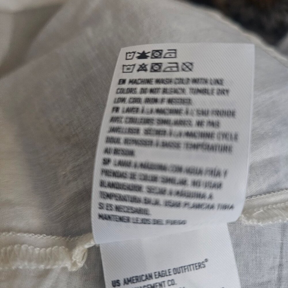 American Eagle Beige Boho Smocked Long Sleeve Mini Dress Women's Size Large - Picture 11 of 16